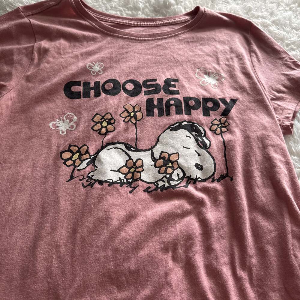 Peanuts‎ Snoopy Choose Happy Women's Soft T-shirt Medium